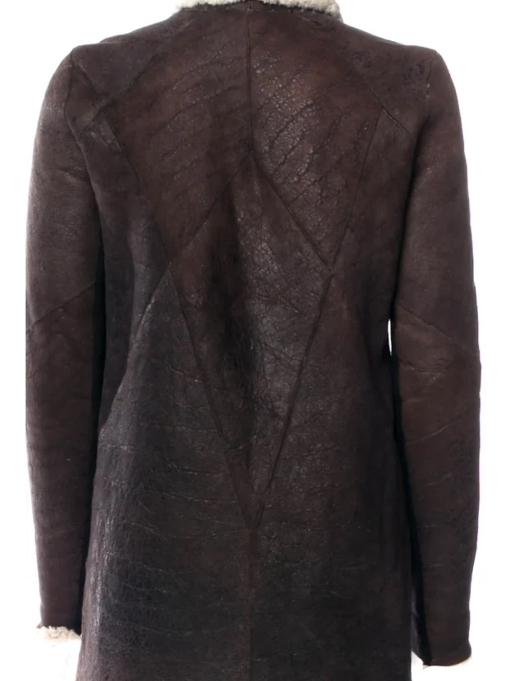 Helmut Lang Brown Shearling-Trim Asymmetrical Jacket - Women - Picture 9 of 16
